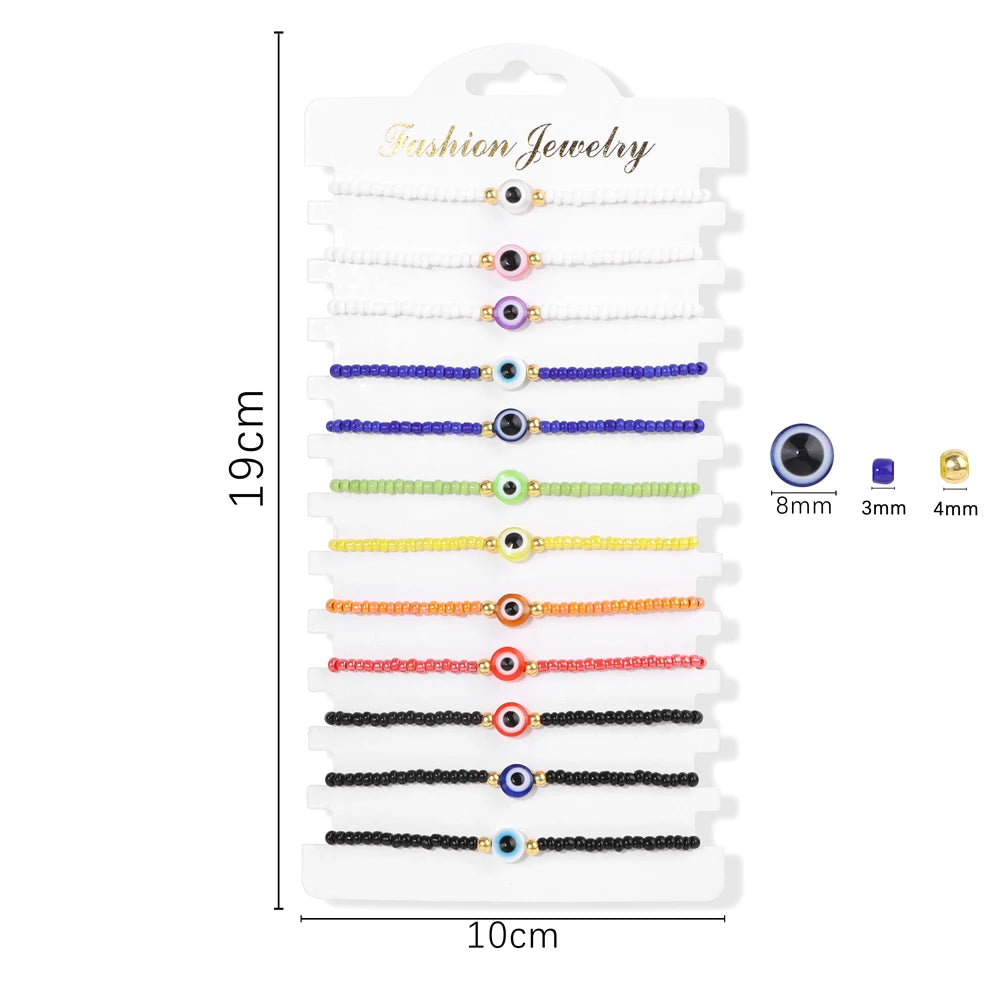 Wholesale 12Pcs/Set Colorful Natural Stone Bracelets Adjustable Rope Braided Bracelet Handmade Bohemia Bracelets with Cards