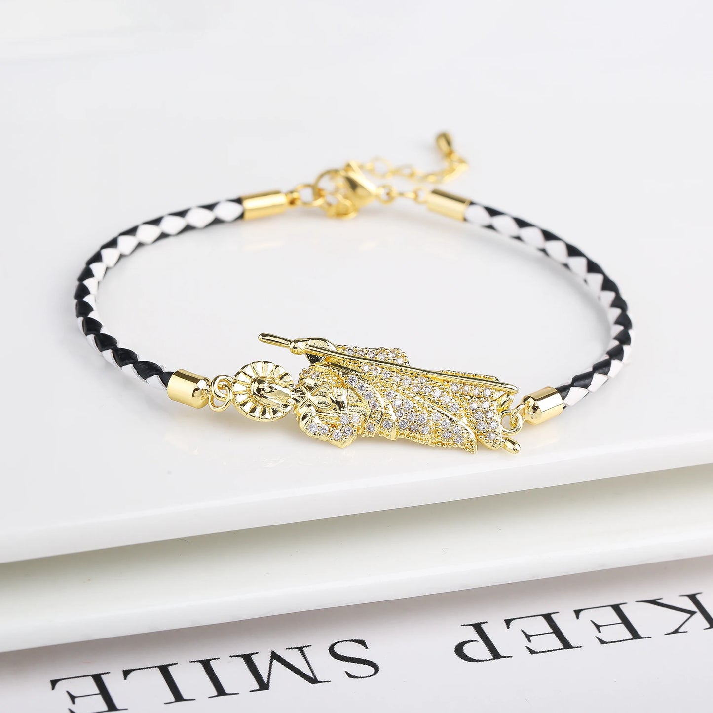 Hot Sale Green Pink Religious St. Jude Leather Rope Braided Jewelry Bracelet Fashion for Man Woman Daily Party Zirconia Jewelry