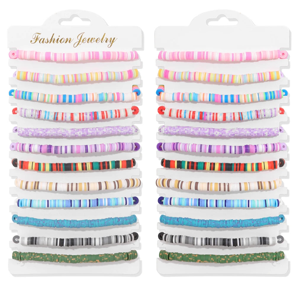Wholesale 12Pcs/Set Colorful Natural Stone Bracelets Adjustable Rope Braided Bracelet Handmade Bohemia Bracelets with Cards