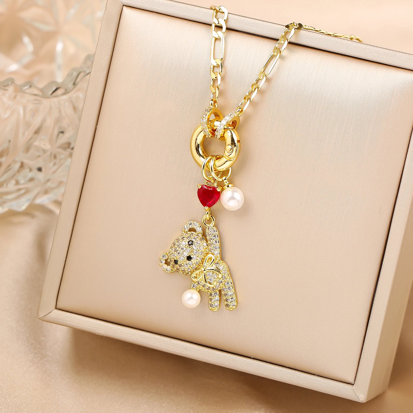 New Creative Zirconia Dolphin Bear Ladies Clavicle Chain Choker Cute Animal Pendant Necklace Aesthetic Neck Jewelry Fine Gift