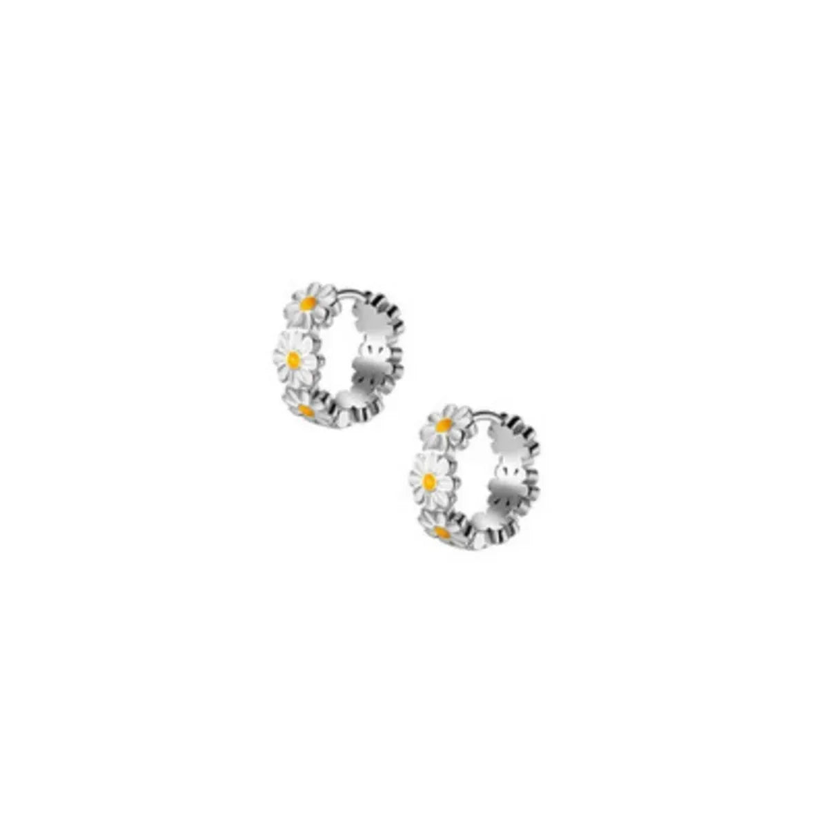 2/4Pcs Stainles Steel Sweet Flower Hoop Earrings For Women,New Fashion Round Ring For Wedding Party Temperament Ear Jewelry Gift