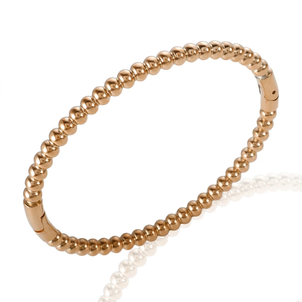 Trendy Round Ball Beaded Bracelets Bangles High Quality Stainless Steel Twist Balls Dots Bead Bangle for Women Jewelry Wholesale