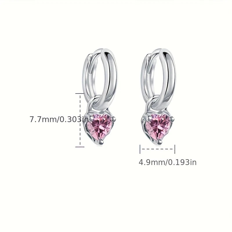 2Pcs Fashion Minimalist Rhinestone Studded Heart-shaped Earrings For Women,Hypoallergenic Cartilage Piercing Jewelry Accessories