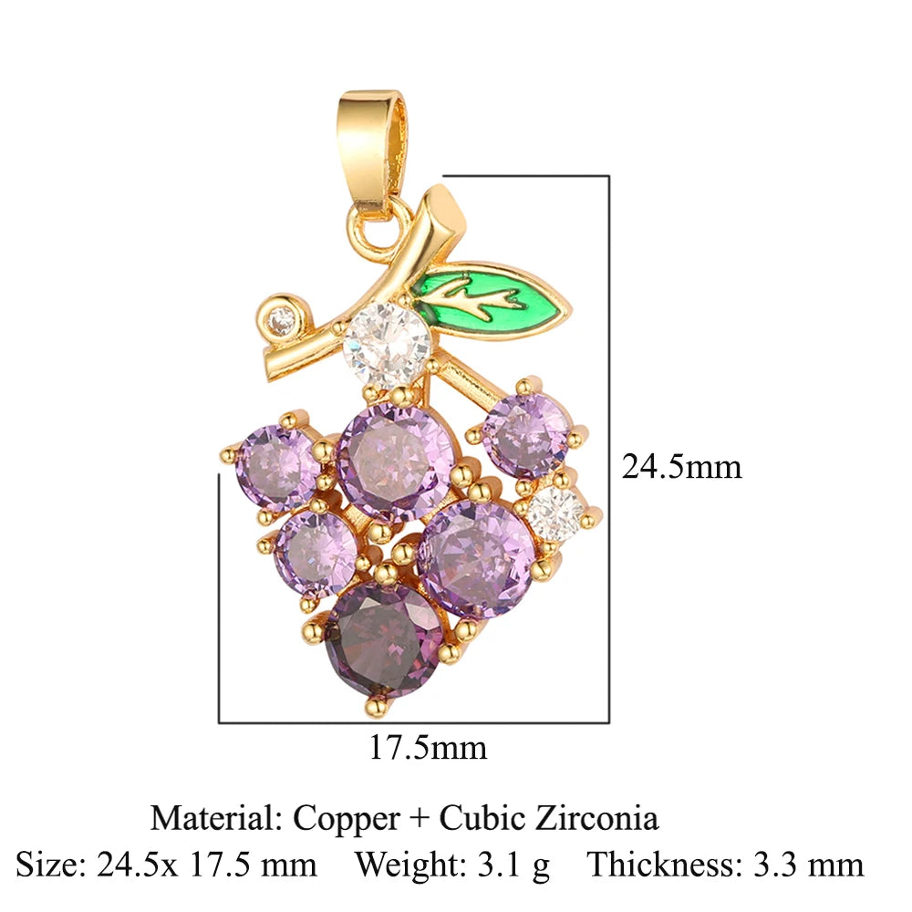 3pcs/Lot Cross Sunflower Cubic Zirconia Pendant Life Tree Maple Leaf Grape Cherry Brass CZ Charms DIY Jewelry Necklace Pendants