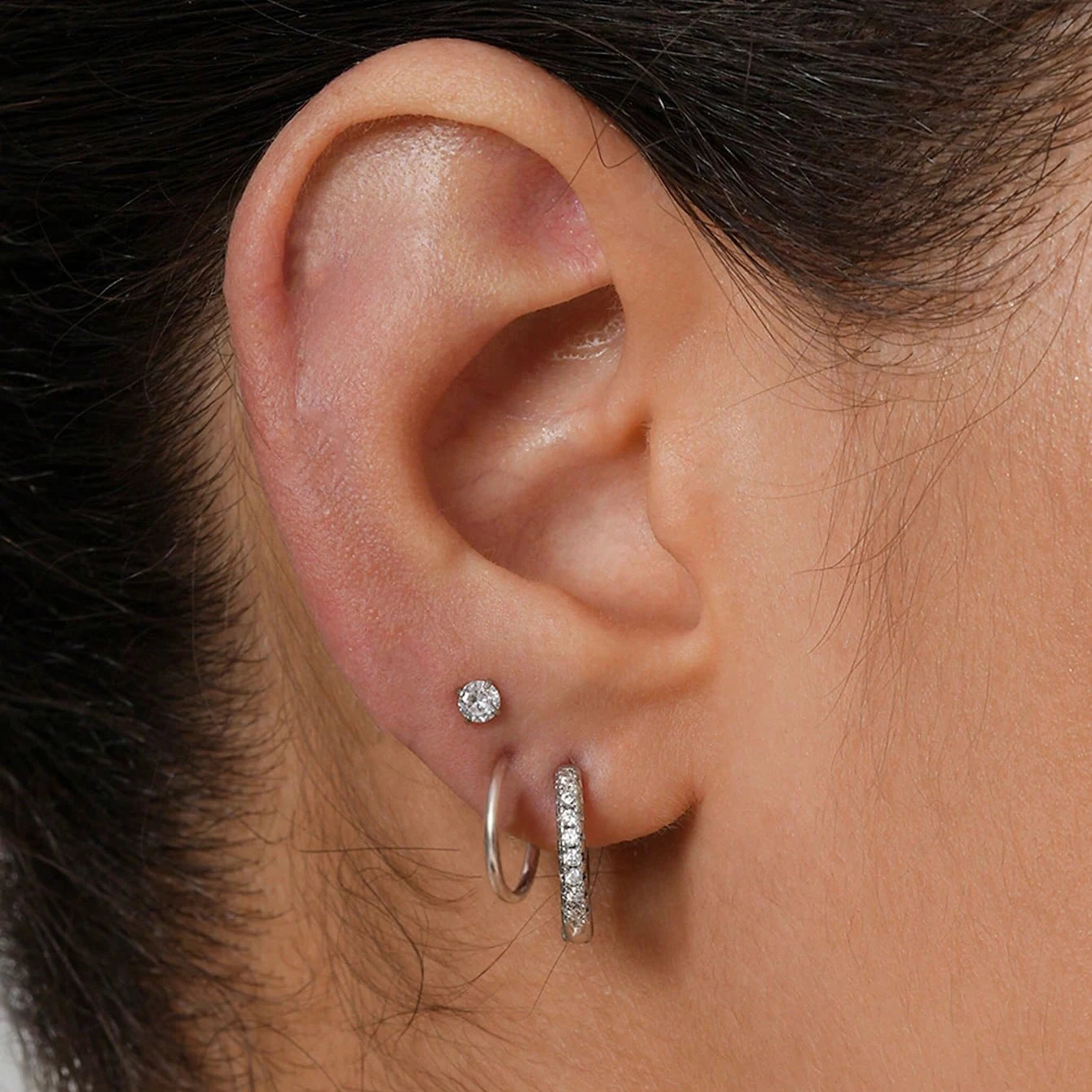 3Pcs Hypoallergenic Stainless Steel Cartilage Stud Earrings Set,Cubic Zerconia Daith Tragus Lobe Piercing Jewelry Accessories