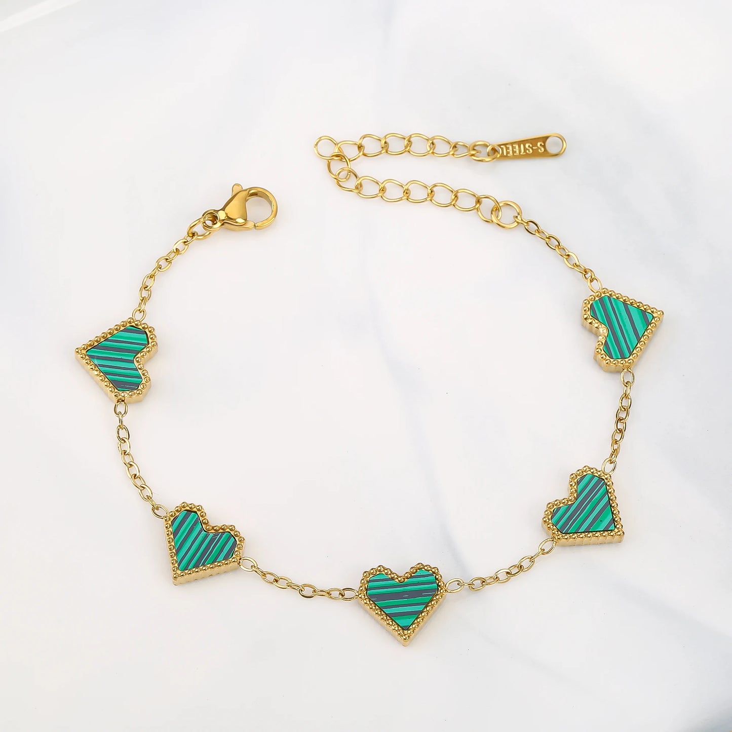 3Pcs 18k Gold-Plated Heart Shape Necklace Earrings Bracelet Jewelry Set Classic For Woman Fashion Party Jewelry Gift Daily Wear