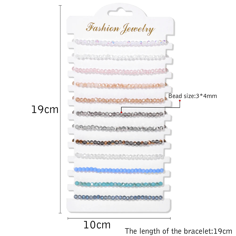 Wholesale 12Pcs/Set Colorful Natural Stone Bracelets Adjustable Rope Braided Bracelet Handmade Bohemia Bracelets with Cards