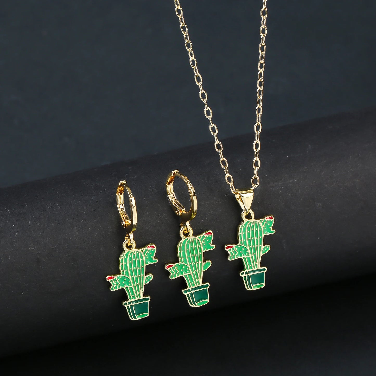 Fashion Venezuela Flag Cross Jewelry Set Classic Cactus Flower Earrings Necklace Charming for Woman Daily Party Jewelry Gift