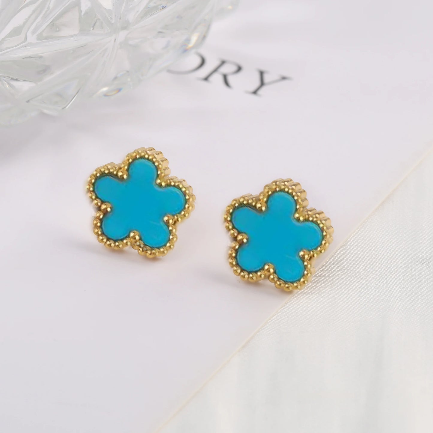 6 Colors Simple Botanical Five Leaf Flower Stainless Steel Stud Earring Classic for Woman Party Jewelry Accessories Clover