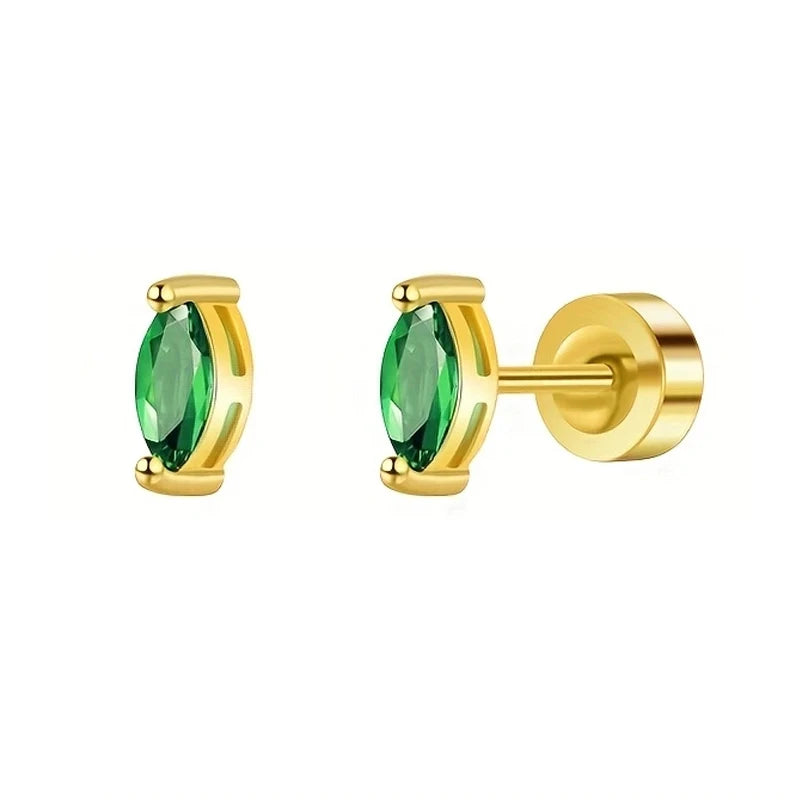 2/6 Pcs 20G 18K Hypoallergenicity Stainless Steel Zircon Stud Earring