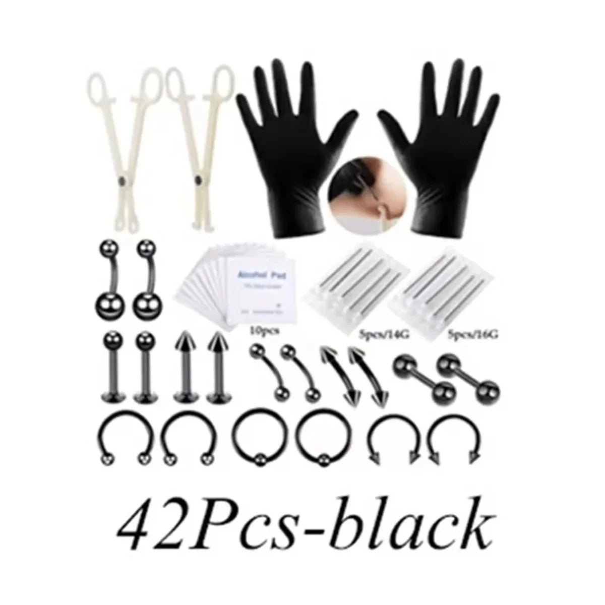 24/42/84Pcs Sterile Ear Piercing Kit,Cartilage Tragus Helix Piercing Gun No Pain Piercer Tool Machine Set Stud Jewelry