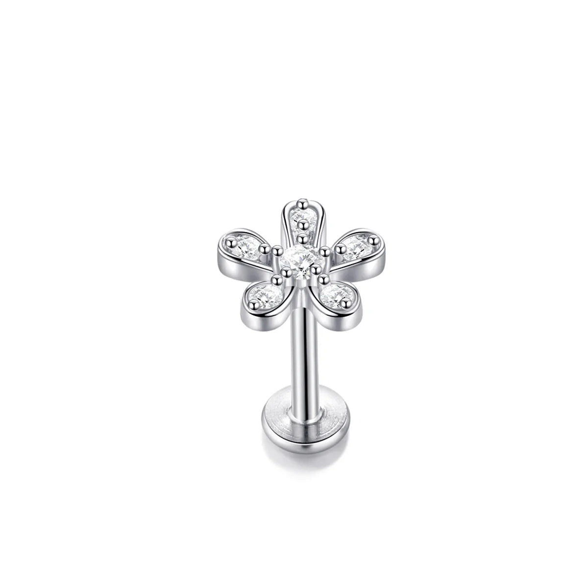 1/5Pcs 316L Stainless Steel Delicate Flower Tragus Cartilage Stud Earring,Internally Threade Daith Helix Ear Piercing Jewelry