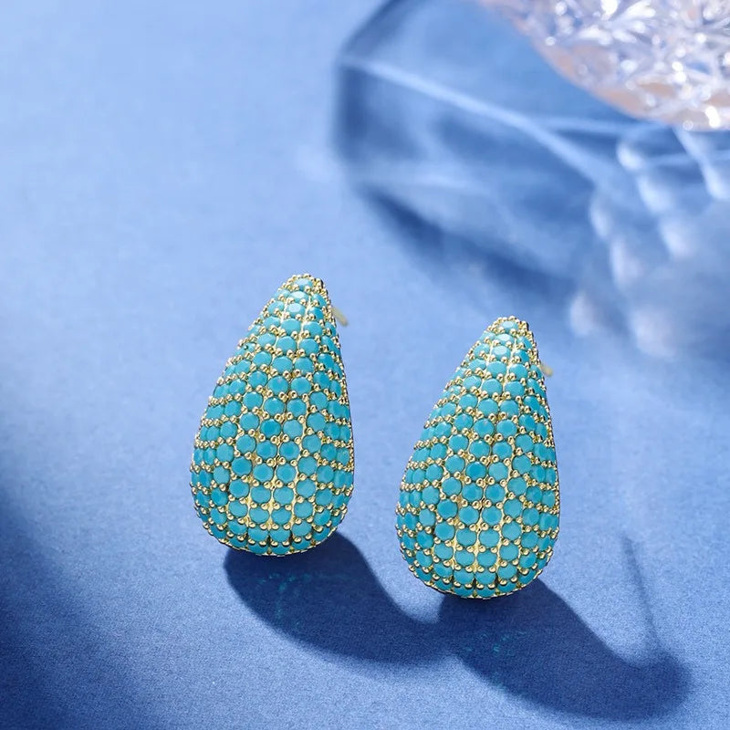 Classic Hot Sale Sparkling Zirconia Teardrop Comma Studs Earrings High Quality Women Fashion Party Wedding Jewelry Accessories