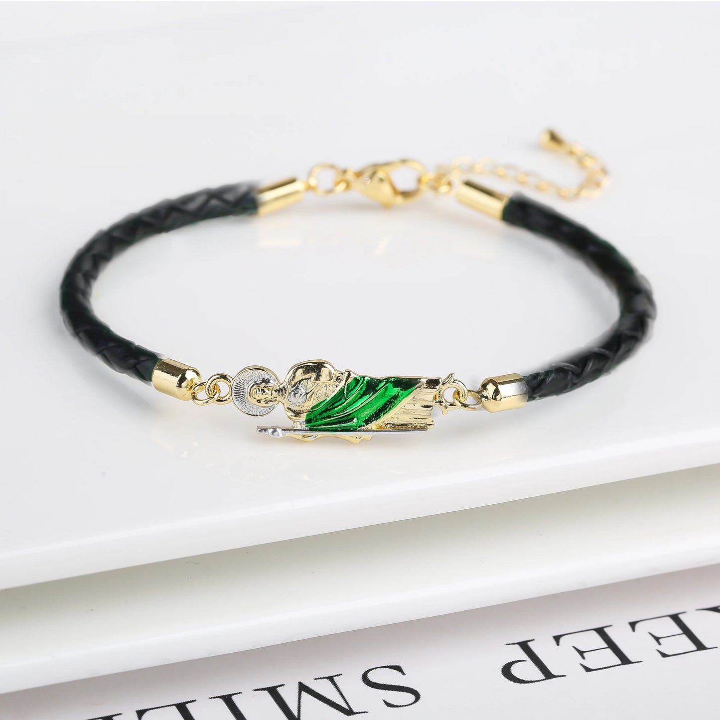 Hot Sale Green Pink Religious St. Jude Leather Rope Braided Jewelry Bracelet Fashion for Man Woman Daily Party Zirconia Jewelry