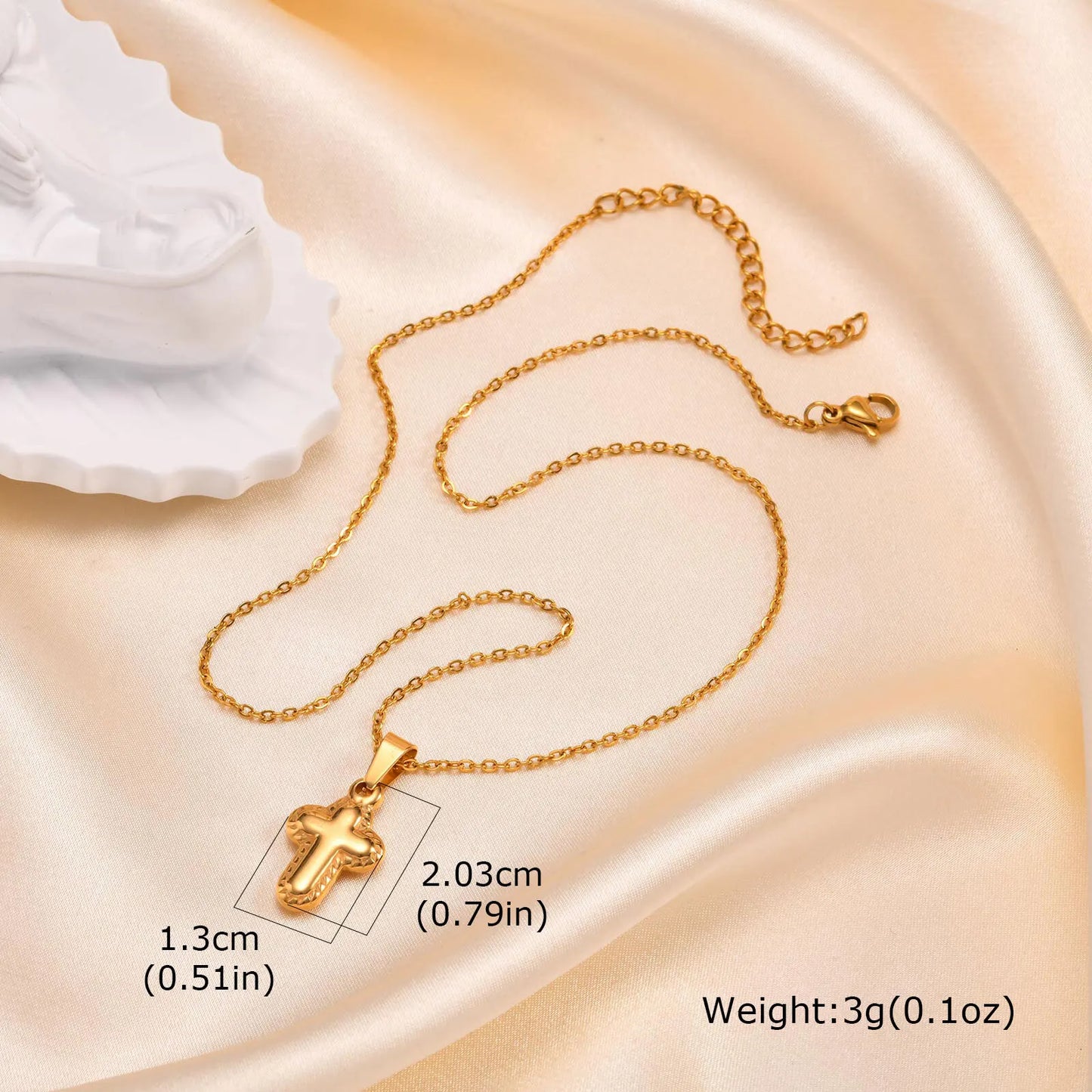 Vnox Christian Religion Necklaces For Women Men,Stainless Steel Chain Cross Pendant Charm Necklace,Classic Gold Plated Jewelry