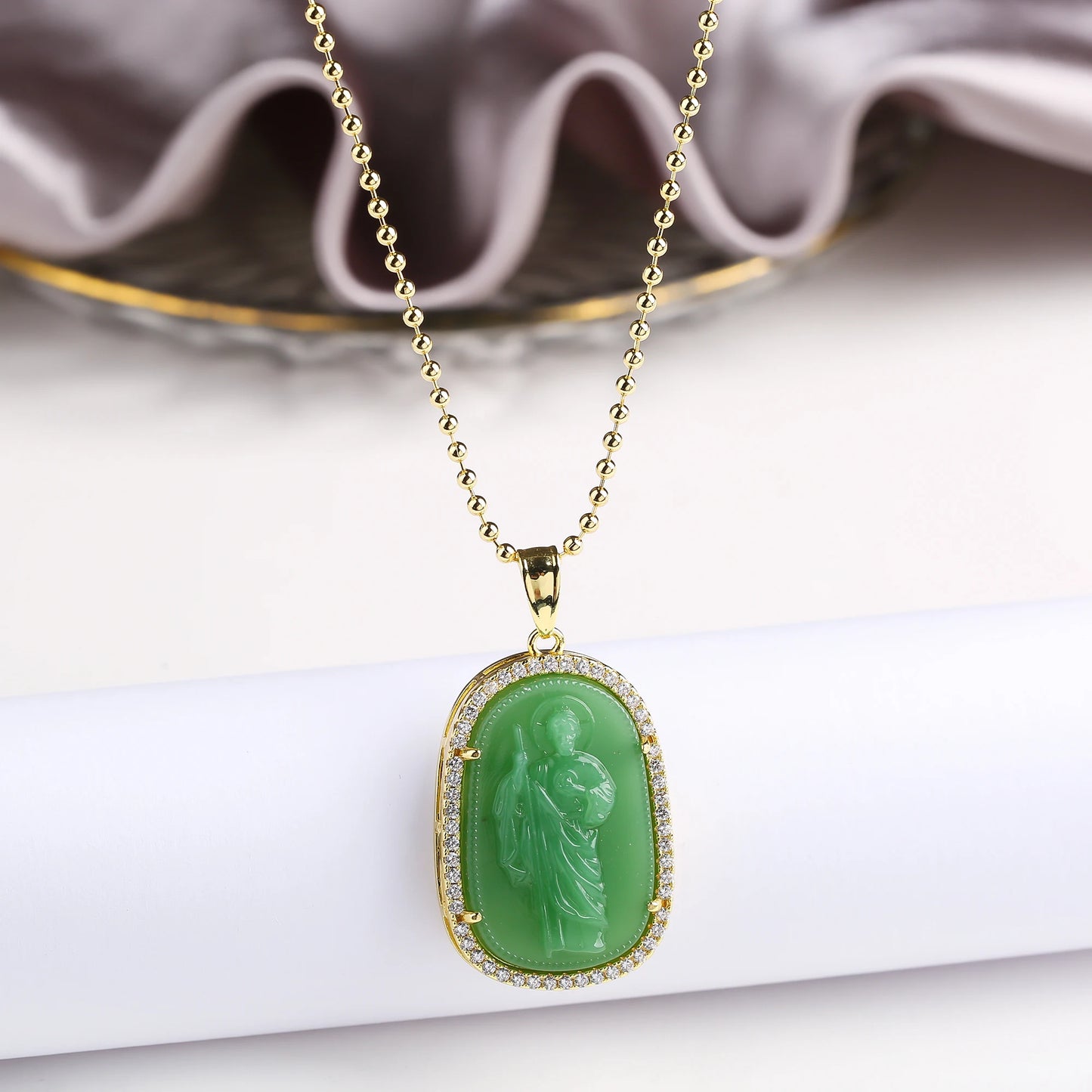 Gold/Silver Hot Sale Religious Style Gold Plated St. Jude Zircon Pendant Necklace Personalized for Man Woman Party Jewelry Gift