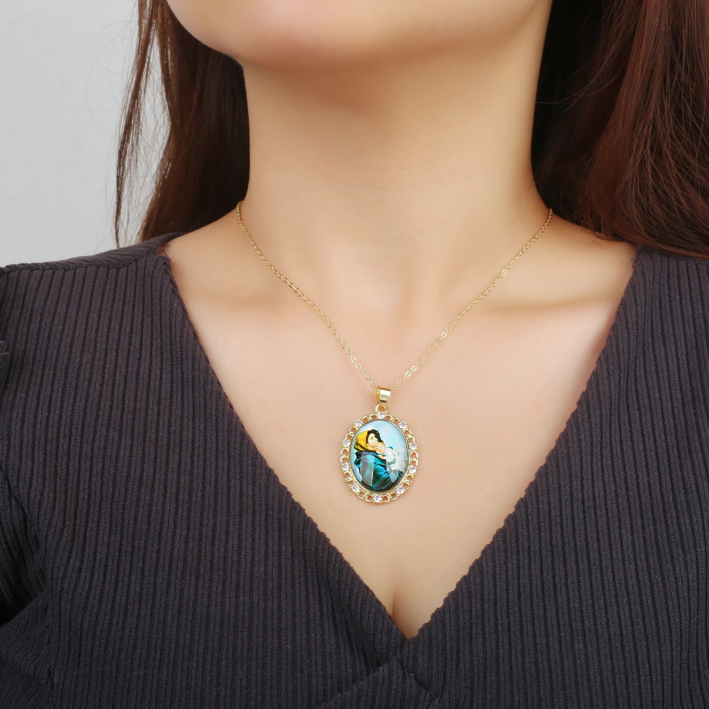 9 Style Fashion Virgin Mary St. Jude Pendant Necklace Classic for Religious Figures Jewelry Choker Chain Daily Wear Party Gift