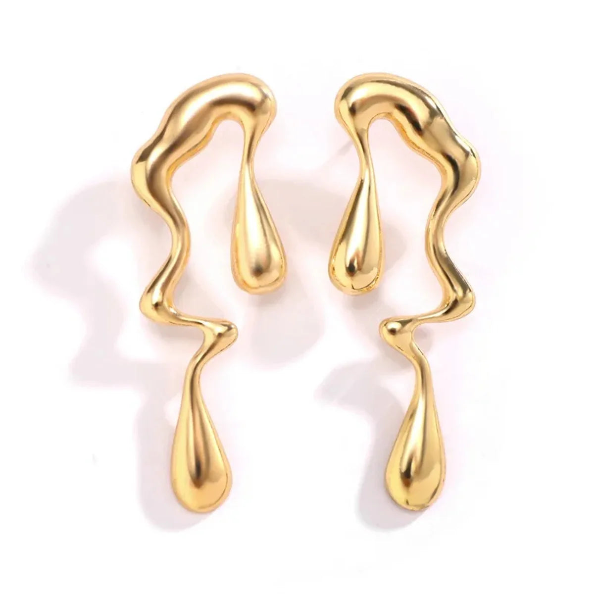 2pcs Irregular Vintage Stainless Steel Water Drops Ear Studs