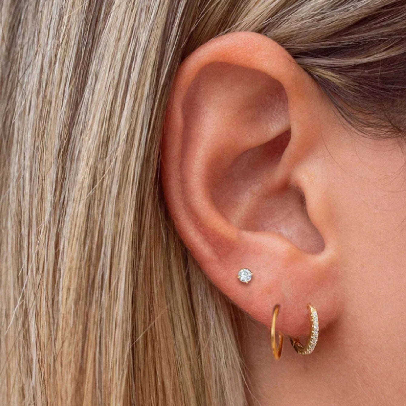 3Pcs Hypoallergenic Stainless Steel Cartilage Stud Earrings Set,Cubic Zerconia Daith Tragus Lobe Piercing Jewelry Accessories
