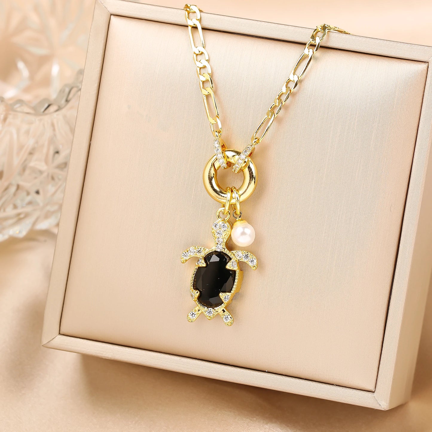 Hot Sale Cute Crystal Sea Turtle Animal Pendant Necklace High Quality Women Girls Casual Party Clavicle Chain Jewelry Gift