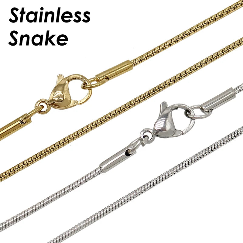 20 Pieces x Stainless Steel Snake Chain Necklace Gold Color Wholesale Snake Necklace for Women Men Jewelry Making