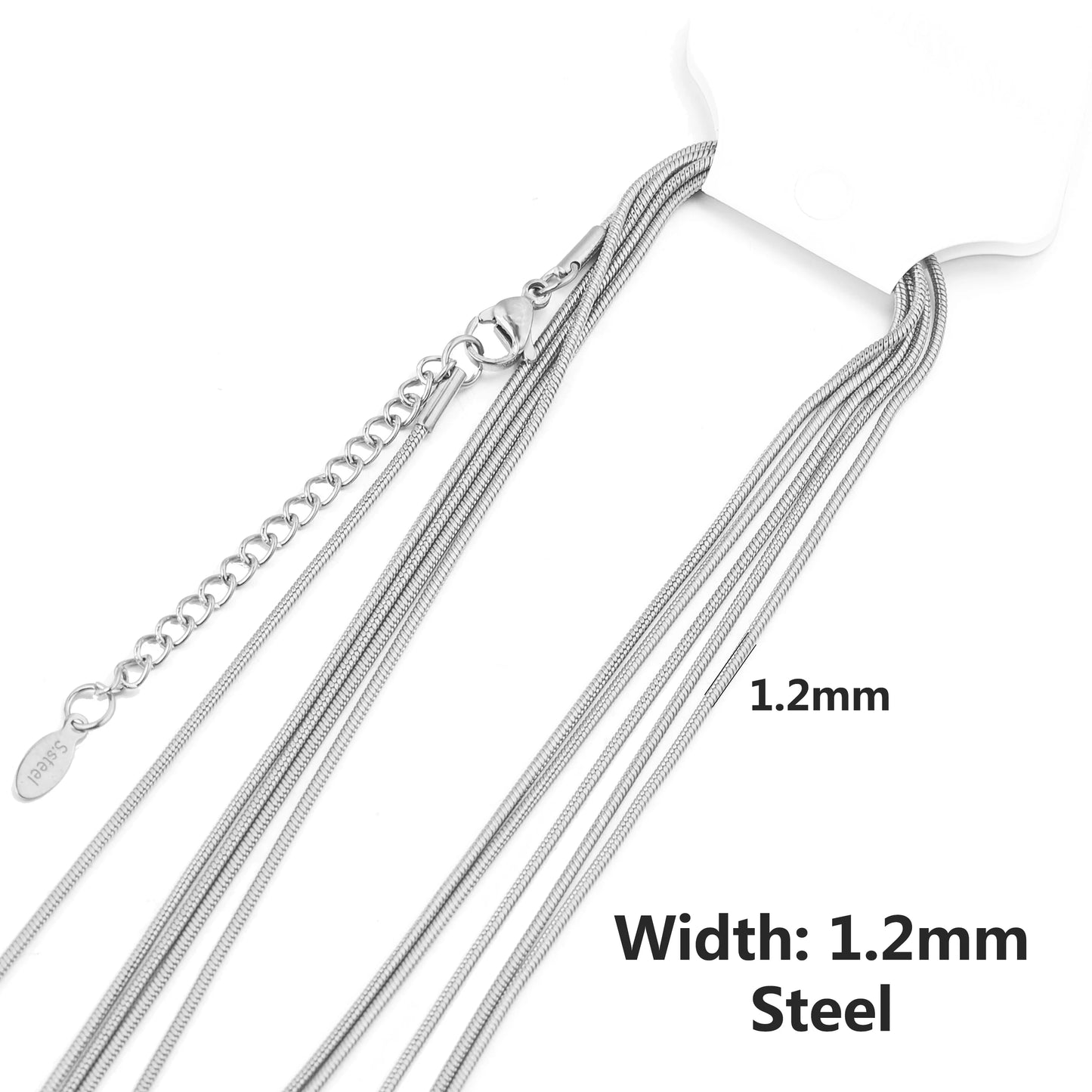 5pcs Wholesale 0.9/1.2/1.5mm Plated 18K Gold Snake Round Chain Necklace for Men Women Silver Necklaces Fashion DIY Jewelry