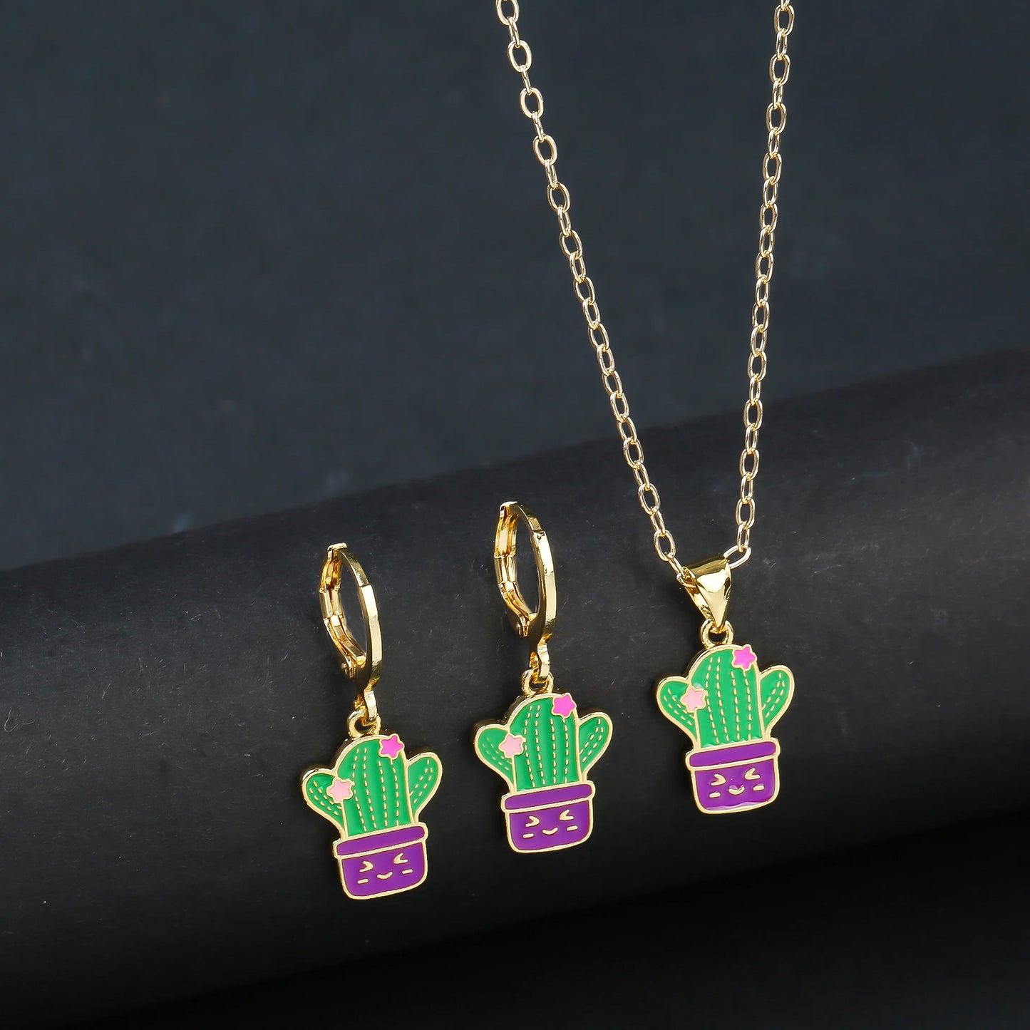 Fashion Venezuela Flag Cross Jewelry Set Classic Cactus Flower Earrings Necklace Charming for Woman Daily Party Jewelry Gift
