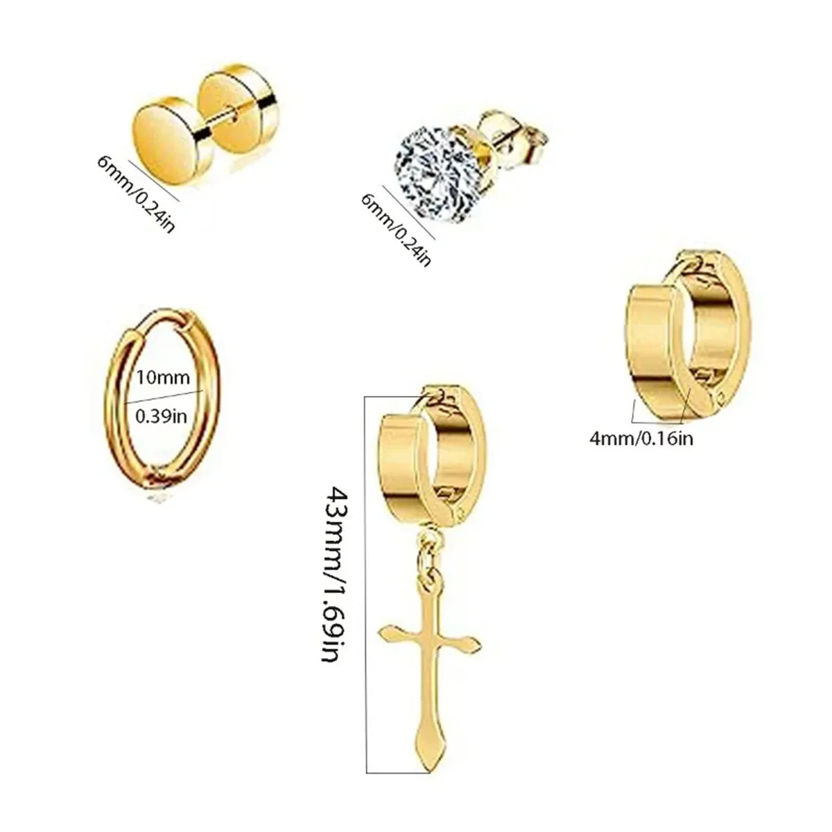1/15Pairs Punk Cool Gothic Stainless Steel Stud Earrings Set for Men Women,Fashion Tragus Cartilage Daith Helix Piercing Jewelry