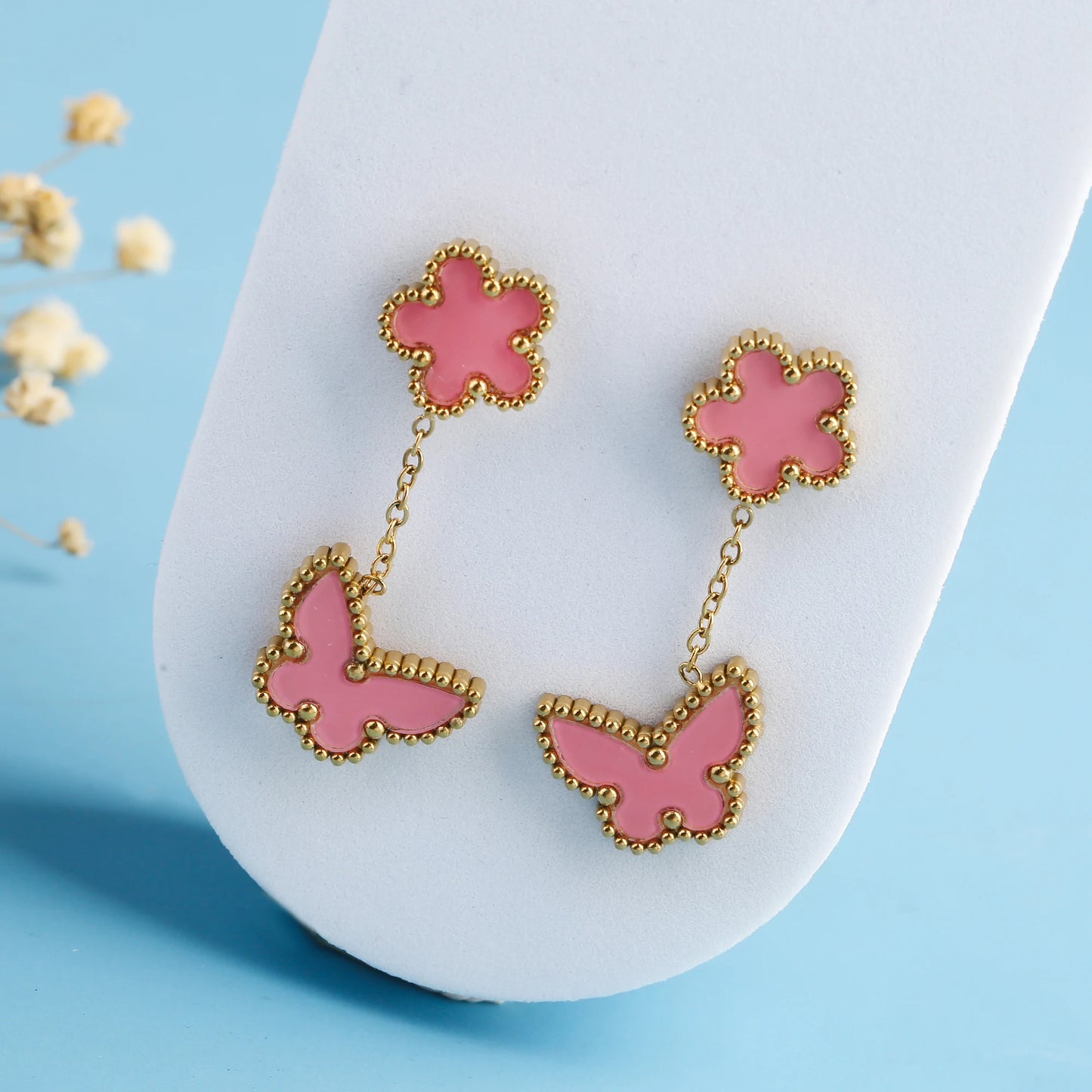 6 Colors Simple Botanical Five Leaf Flower Stainless Steel Stud Earring Classic for Woman Party Jewelry Accessories Clover