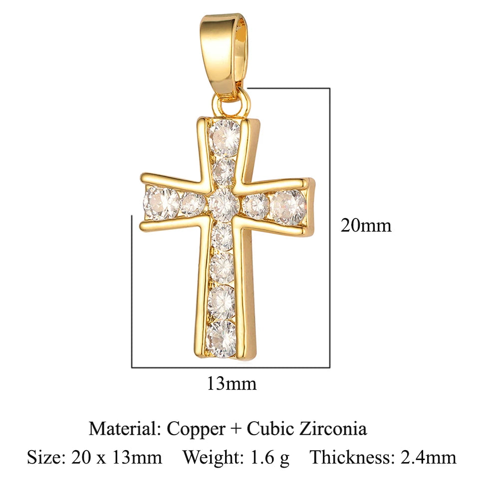 3pcs/Lot Cross Sunflower Cubic Zirconia Pendant Life Tree Maple Leaf Grape Cherry Brass CZ Charms DIY Jewelry Necklace Pendants