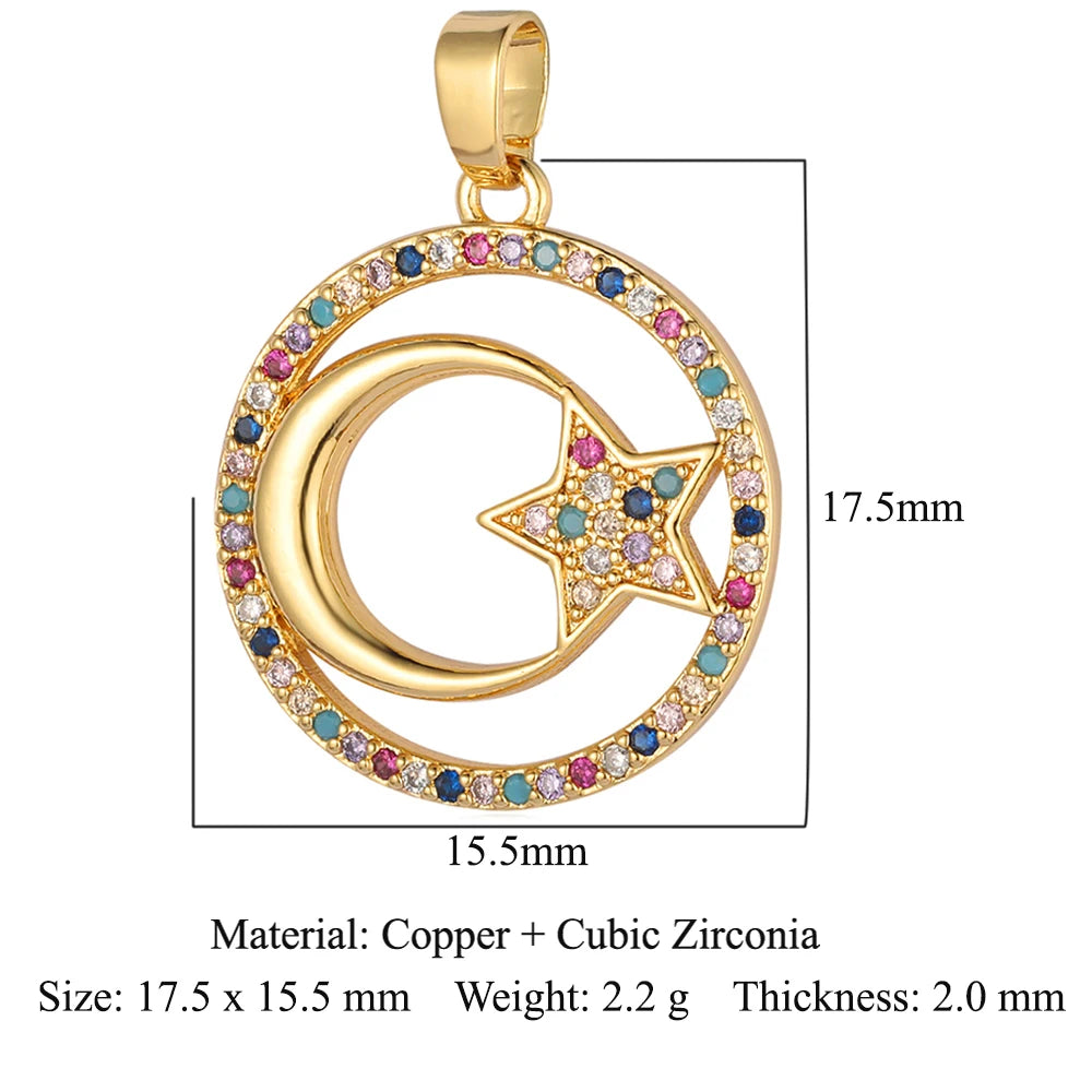 3pcs/Lot Cross Sunflower Cubic Zirconia Pendant Life Tree Maple Leaf Grape Cherry Brass CZ Charms DIY Jewelry Necklace Pendants