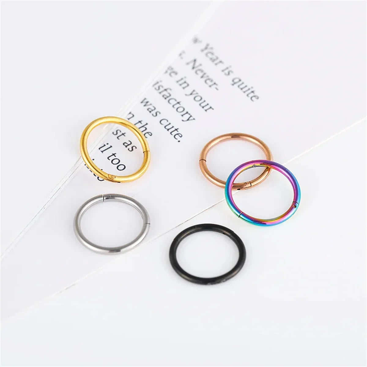 5/10Pcs 16G Stainless Steel Hinged Nose Rings Hoop Septum Clicker Tragus Helix Cartilage Daith Rook Earring Piercing Jewelry