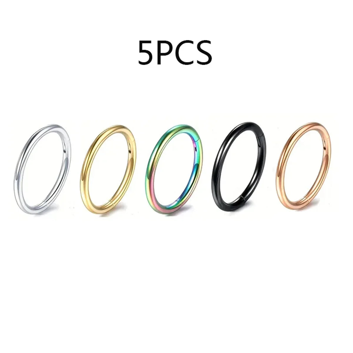 5/10Pcs 16G Stainless Steel Hinged Nose Rings Hoop Septum Clicker Tragus Helix Cartilage Daith Rook Earring Piercing Jewelry