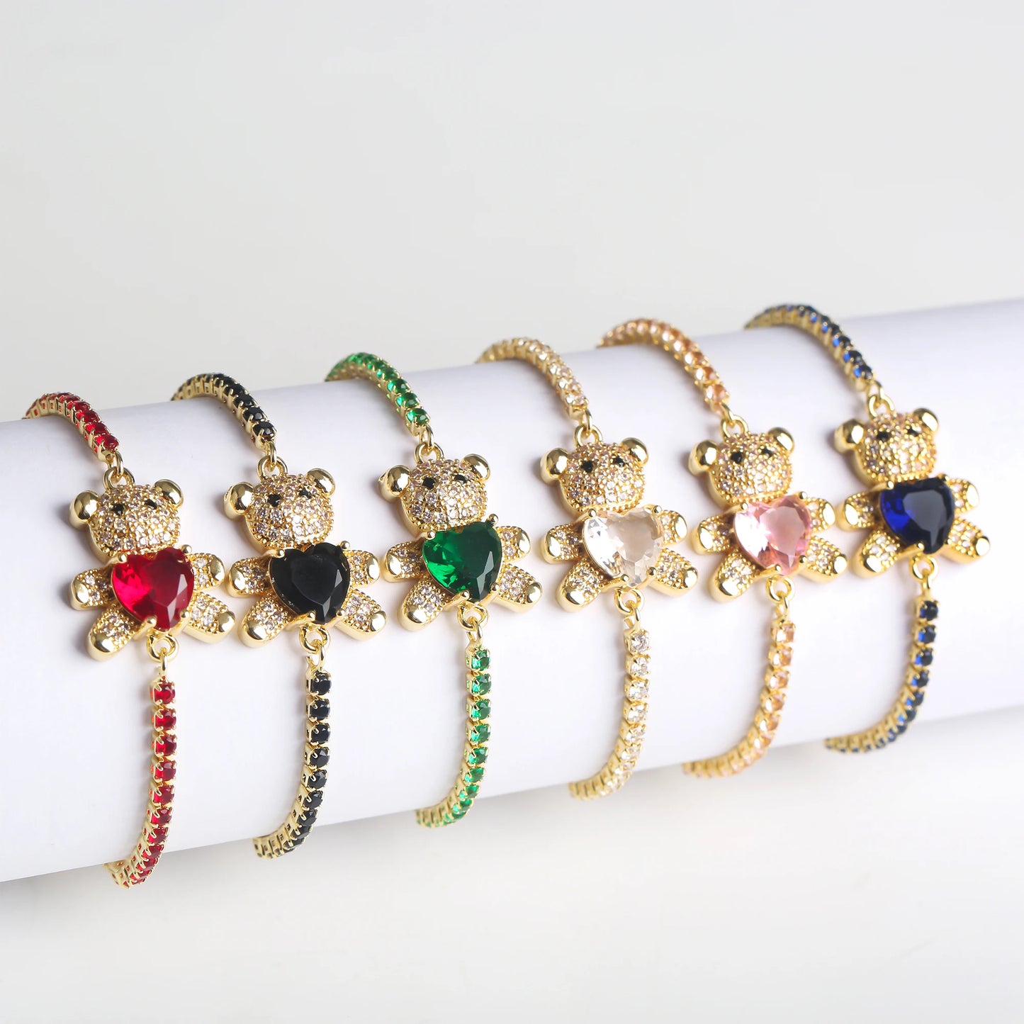INS Cute Teddy Bear Bracelet For Women Cz Crystal Animal Bracelet High Quality For Engagement Party Gift Wholesale Daily Wear