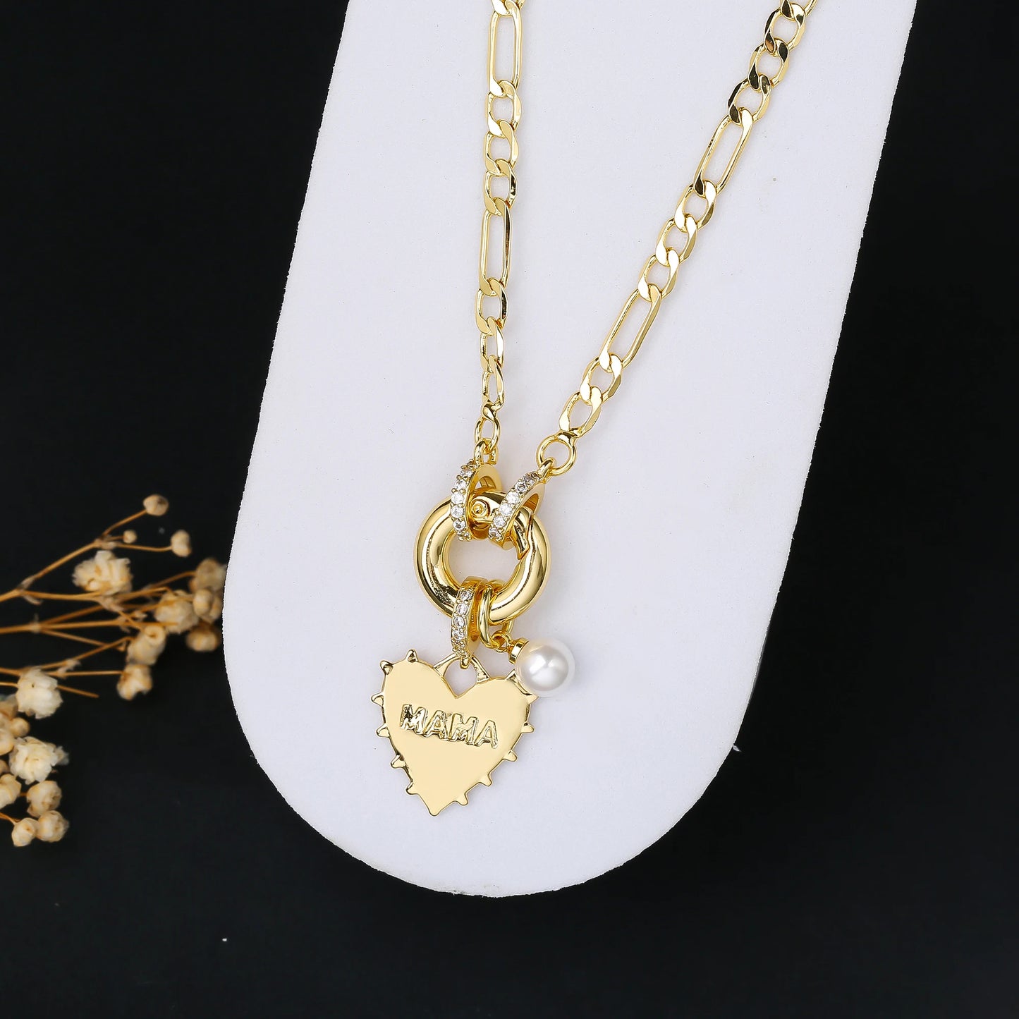 6 Style Mother's Day Gift Heart Shape Mom Pendant Gold Plated Necklace Classic for Woman Party Birthday Aesthetic Jewelry Gift