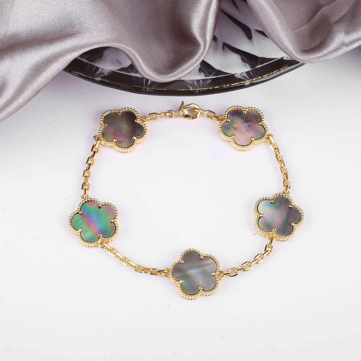 Simple 15mm Natural Shell Stone Five-Leaf Flower Set Bracelet Necklace Classic Flower Woman Jewelry Sets For Party Daily Wear