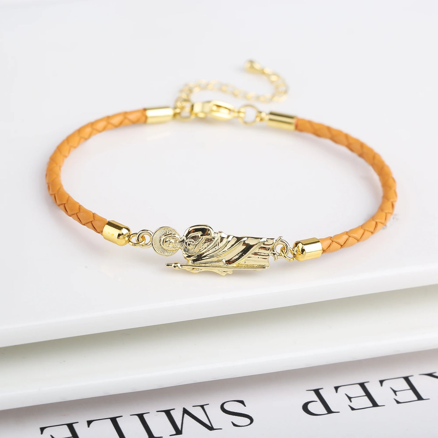 Hot Sale Green Pink Religious St. Jude Leather Rope Braided Jewelry Bracelet Fashion for Man Woman Daily Party Zirconia Jewelry