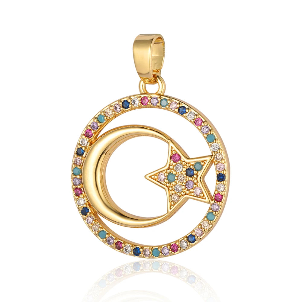 3pcs/Lot Cross Sunflower Cubic Zirconia Pendant Life Tree Maple Leaf Grape Cherry Brass CZ Charms DIY Jewelry Necklace Pendants