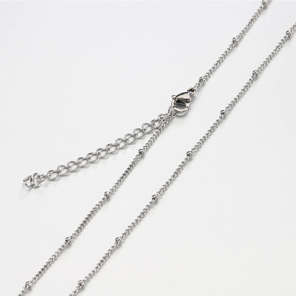 10pcs 5pcs Stainless Steel Bead Chain Necklace Chains for DIY Jewelry Making Findings 45cm+5cm Chain with Lobster Clasps No Fade