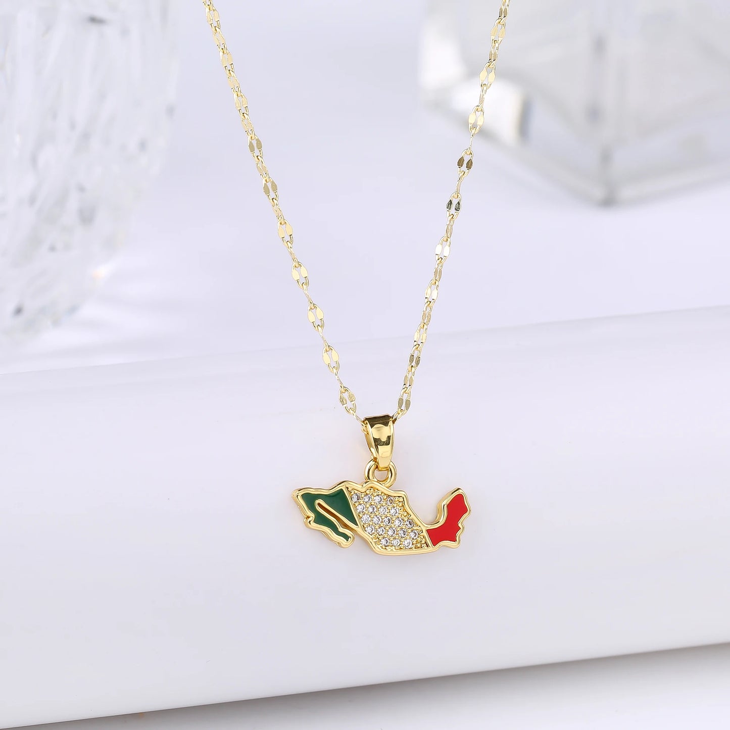 New Classic Venezuela Dominica Mexico Map Flag Pendant Necklace For Men Women Party Festival Ethnic Gold Color Jewelry Gift