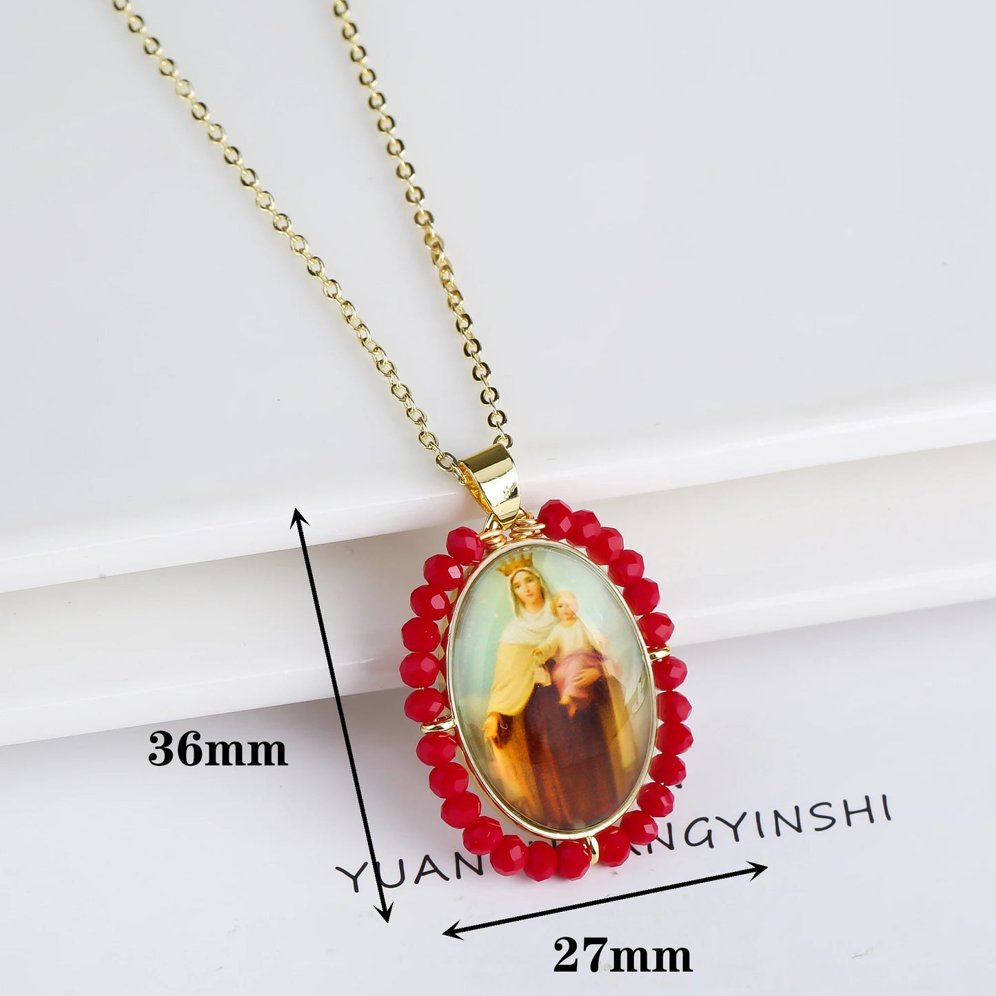 Fashion Shiny Crystal Oval Pendant Necklace High Quality Religious Characters Jewelry Luxury for Man Woman Jewelry Daily Wear