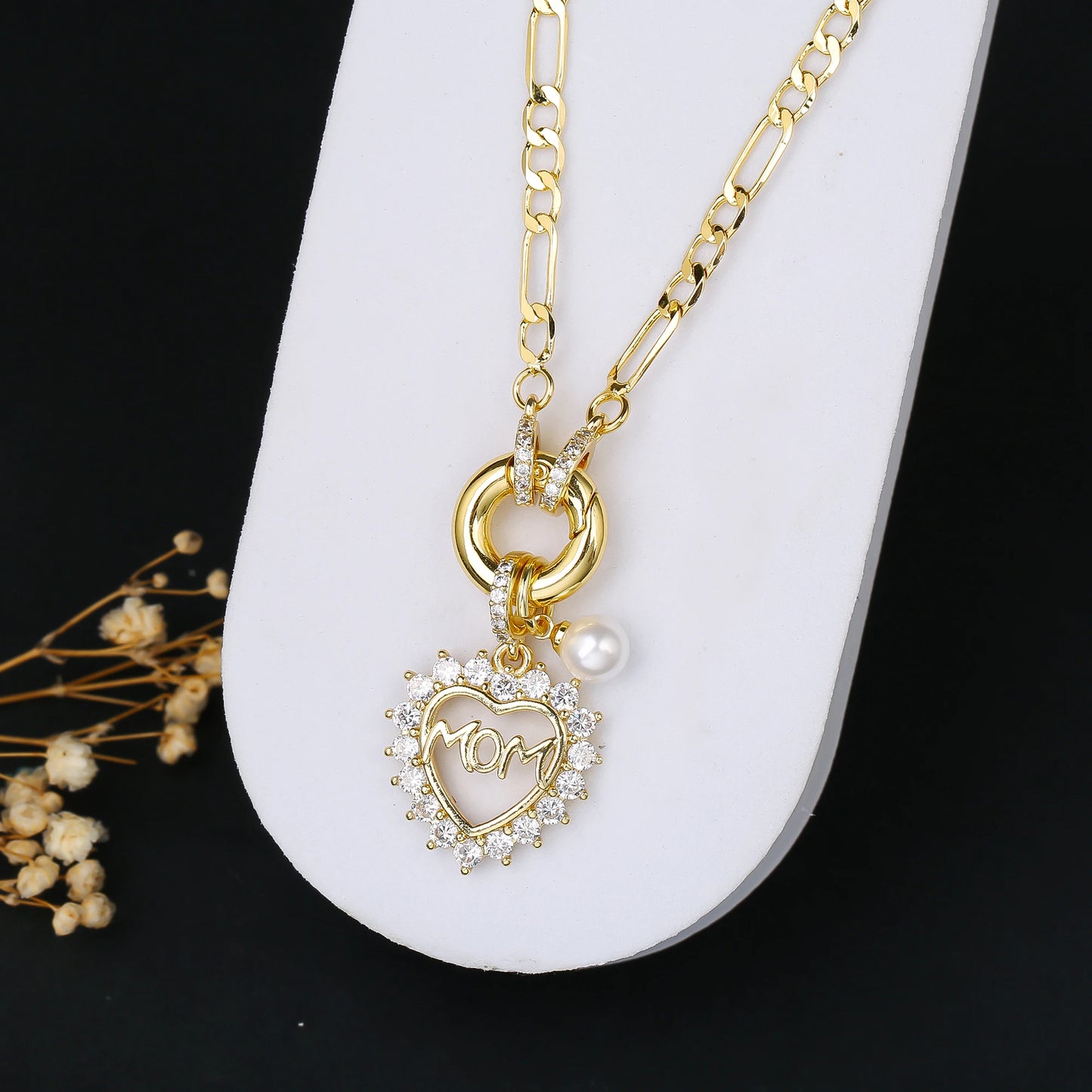 6 Style Mother's Day Gift Heart Shape Mom Pendant Gold Plated Necklace Classic for Woman Party Birthday Aesthetic Jewelry Gift