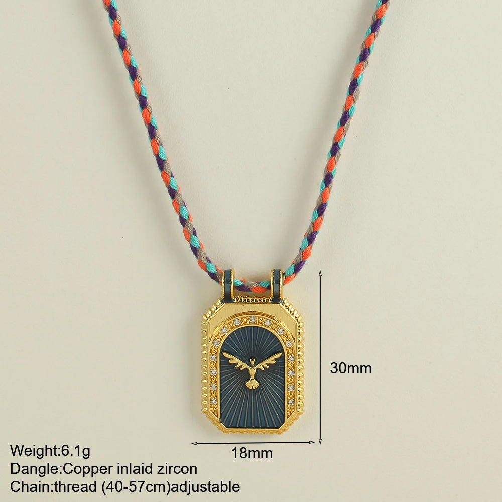 Bohemian POP Art Heart Necklace For Women Gothic Evil Blue Eye Collars Handwoven Wool Chain Choker Tarot Card Summer Jewelry