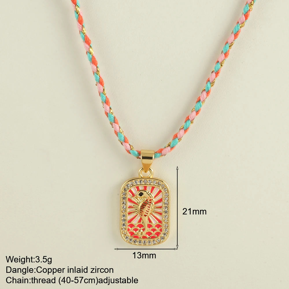 Bohemian POP Art Heart Necklace For Women Gothic Evil Blue Eye Collars Handwoven Wool Chain Choker Tarot Card Summer Jewelry