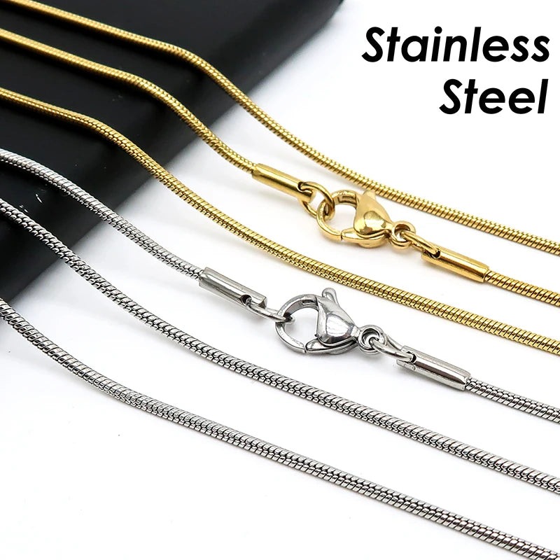20 Pieces x Stainless Steel Snake Chain Necklace Gold Color Wholesale Snake Necklace for Women Men Jewelry Making