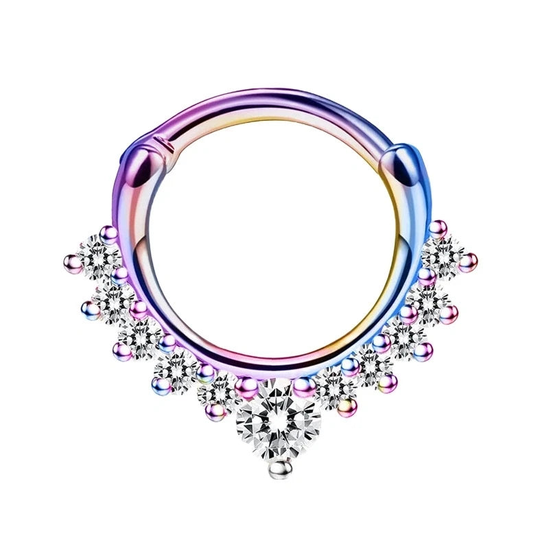 1/4Pcs 16G Stainless Steel Opal Colourful Nose Ring for Women Men,Fashion Sexy Septum Nasi Diaphragm Piercing Jewelry Gift