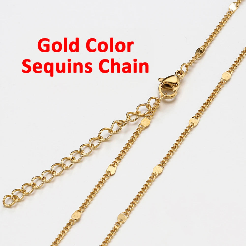 10pcs 5pcs Stainless Steel Bead Chain Necklace Chains for DIY Jewelry Making Findings 45cm+5cm Chain with Lobster Clasps No Fade