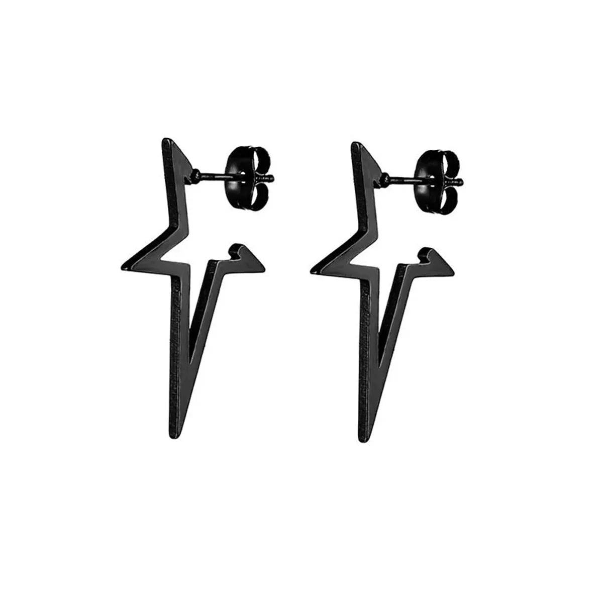 2pcs Stainless Steel Pentagonal Star Shape Punk Stud Earrings For Men Women,Simplicity Cool Hypoallergenic Piercing Jewelry