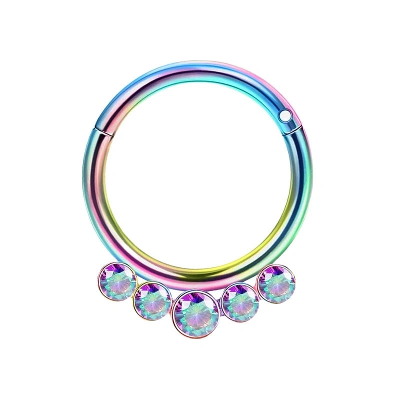 1/4Pcs 16G Stainless Steel Opal Colourful Nose Ring for Women Men,Fashion Sexy Septum Nasi Diaphragm Piercing Jewelry Gift