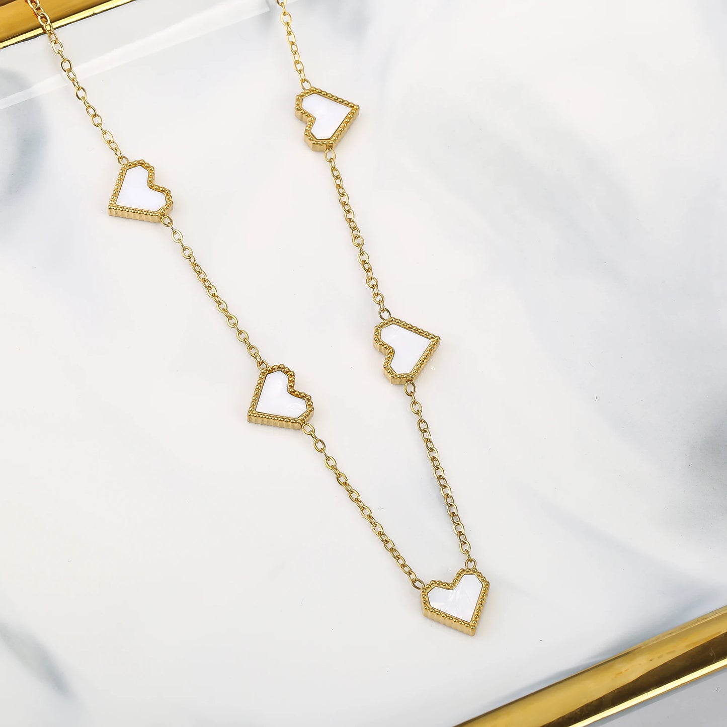 3Pcs 18k Gold-Plated Heart Shape Necklace Earrings Bracelet Jewelry Set Classic For Woman Fashion Party Jewelry Gift Daily Wear